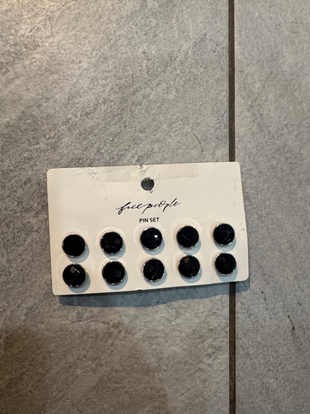 Free People Black Round Stud Pin Set